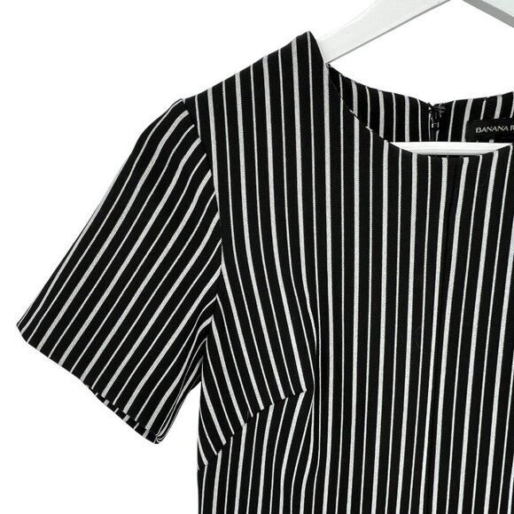 Banana Republic Women's Sheath Dress Size 6 Striped Black White S/S Work Career - Picture 6 of 16